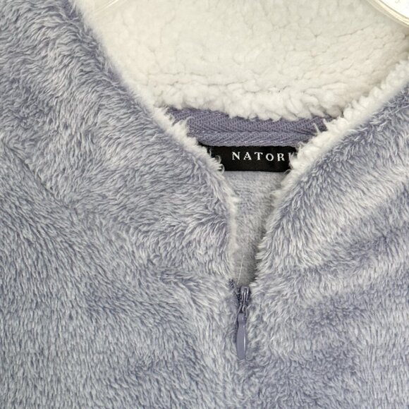 NATORI Lounger Robe Caftan XL Velour Sherpa Zip Front Slate Purple Zip WORN ONCE - Picture 4 of 10